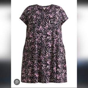 NWT Terra & Sky Pink And Purple Dot Swing Knit Dress